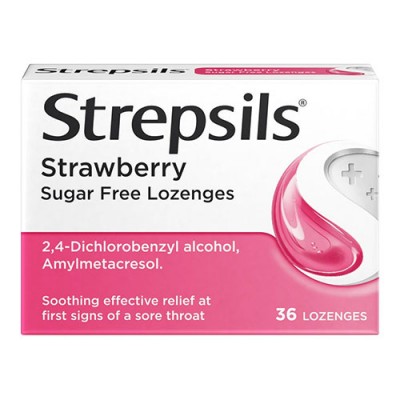 STREPSILS STRAWBERRY SUGAR FREE X 24