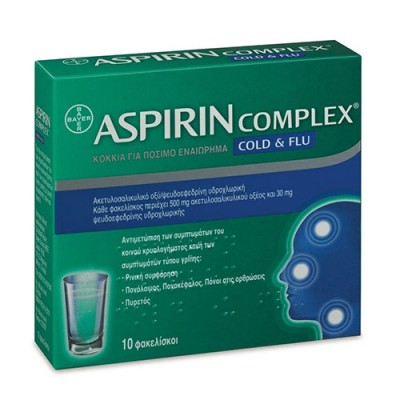 ASPIRIN COMPLEX COLD & FLU GRA.OR.SUS 10 X (500+30)MG